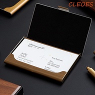 CLEOES ID Credit Card Holder Wooden Fashion Display Stander Desktop Storage Stainless Steel Cards St