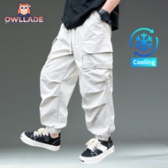 OWLLADE Cargo Jogger Pants for Kids Boy Z1242 in Beige White B02 4T-1