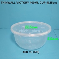 Thinwall food container 400ml VICTORY Clear Lunch Box/ Cup salad 400ml/ Cup pudding 400ml Clear Bowl
