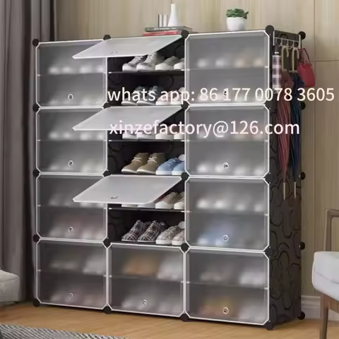 Customizable Shoe rack for 48 pairs of shoes, shoe cabinet with 3 x 8 tiers, for hallway, bedroom, e