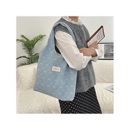 491 Denim Knot Large-Capacity Vest Bag Female Students Book Handbag One-Shoul