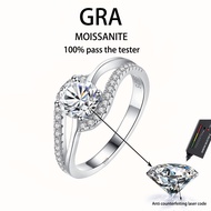 【 GRA Certificate Attached 】 0.5ct-5ct genuine moissanite ring, Fashion Angel's Eye S925 pure silver