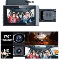 ANXSUN3 Vehicle Recorder, 3 Lens Night Vision Car DVR,  HD Loop Recording APP Control Car Dashcam Dr