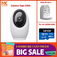 Tapo C260 8MP AI Camera Combo + L Base + Lexar Memory Card (64GB/128GB) – Wifi Security Camera Scann