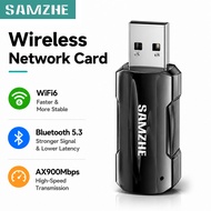 SAMZHE 2 In 1 USB Bluetooth Adapter/AX900 WiFi-6 + BT 5.3/ Dual Band Wireless Network Card