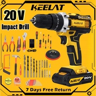 KEELAT Impact Wall Drill 20V Electric hand drill Cordless Drill Impact Drill Screwdriver With Wrench 3 Mode Switching