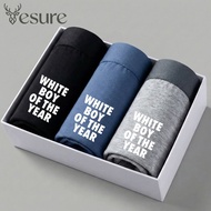 White Boy Of The Year Boxer Briefs Set For Men Cotton Underwear 3 Pack Black Blue Gray Fashion Boxer