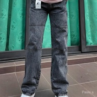 D-004 Double Knee Denim Stonedwashed Straightcut Unisex (Loose Fit) Button