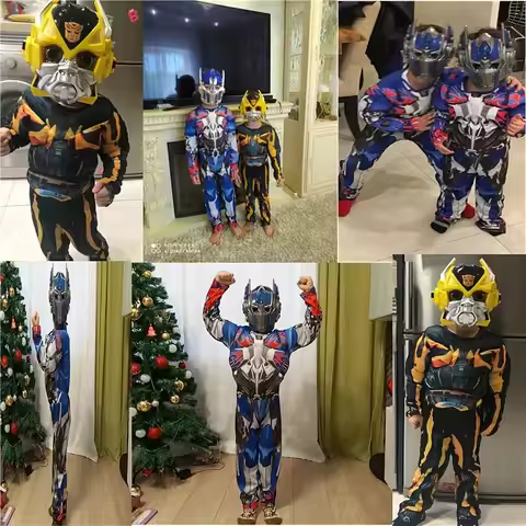 Anime Cosplay Kids Cosplay Movie Muscle Optimus Prim Costumes Boys Girl Bumblebe Superhero Body Suit