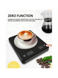 數字廚房秤廚房電子咖啡秤1個3kg/0.1g,帶按鈕音,多種測量模式,隱藏式高清顯示屏,在各種廚房、減重和餐飲場景中可用。黑色