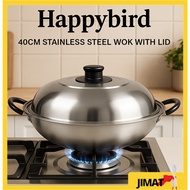 HAPPYBIRD 36cm/38cm/40cm/42cm Stainless Steel Wok/Kuali
