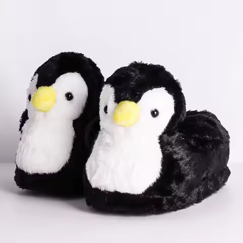 Women's Slip On Animal Warm Indoor Downy Slipper Boat Shoes Newest Fuzzy Penguin Slippers Woman Wint