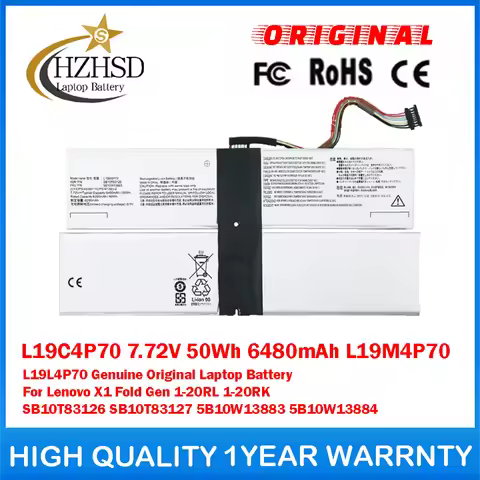 L19C4P70 7.72V 50Wh 6480mAh L19M4P70 L19L4P70 Genuine Original Laptop Battery For Lenovo X1 Fold Gen