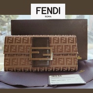 【日本進口】FENDI【全新未使用】 Zucca花紋長皮夾  現貨【CREEK VINTAGES】