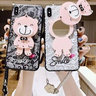 Special Price.. Glass lace Case + bear strap Realme C11 2020 C12 C15 7i C17 XT Xz Oppo reno 5 reno 5