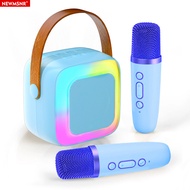 Newmsnr Bluetooth Speaker dengan Mic Mini Karaoke Portable Wireless Bluetooth Dual mikrofon Karaoke LED lampu boleh dicas semula rumah mini ktv Bluetooth Speaker