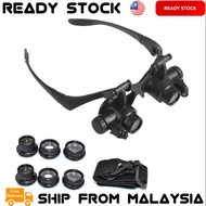 10X 15X 20X 25X LED Loupe 9892 Double Eye Jeweller Watch Repair Magnifier Glasses