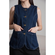 ASOKA Cessie Vest 1740 - Sleeveless Denim Vest Button Woman - Women's Casual Look Vest Top Vest Woma