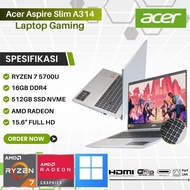 Laptop Acer Aspire 3 Slim A315-44P-R9GQ (15.6" FHD, AMD Ryzen 7 5700U, 16GB RAM, SSD 512GB, AMD Radeon, Silver)