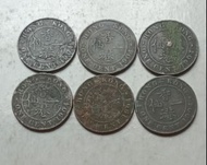 香港1904年1仙硬幣共6枚（品相實物如圖）