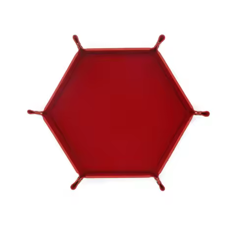 New PU Leather Dice Tray Velvet Cloth Hexagonal Storage Box 12 Colors Foldable Storage Bag Dice Acce
