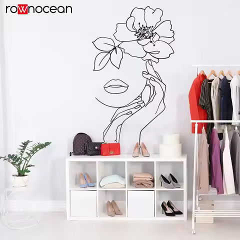 Line Drawing Wall Decal, Head Wreath Line Drawing, Focal Wall Artwork, Picasso Line Drawing Wall, Ap