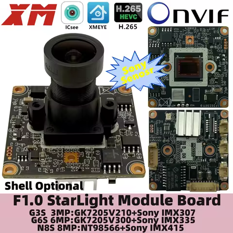 XM G3S G6S N8S F1.0 Lens StarLight 3/6/8MP 4K IMX307 IMX335 IMX415 IP Camera Module Board Low illumi