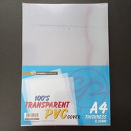 A4 TRANSPARENT PVC BINDING COVER/RIGID SHEET 0.2MM 100'S