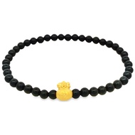 Top Cash Jewellery 999 Pure Gold Fortune Treasure Pot Charm with Beads Bracelet