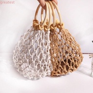 GREATMY Handle  Bag Fashion Cotton Rope  Totes With Lined Rattan Handle Bag