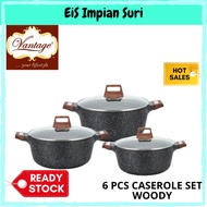 (Ready Stock) Vantage Premium Cookware Non-Stick 3 in 1 Casserole Pot with IH Set Woody Series / 20c