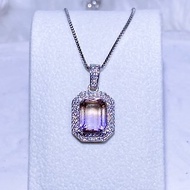 天然寶石 天然紫黃晶 貴氣寶石項鍊 3.4克拉 925純銀