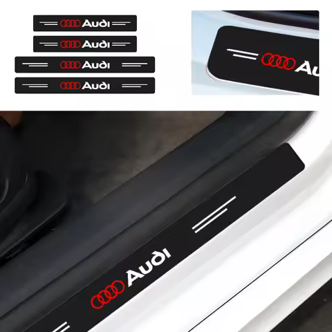 4pcs Carbon Fiber Car Door Sill Stickers Sill Protector Anti Scratch for Audi B5 B6 B7 B8 B9 Q7 8P A