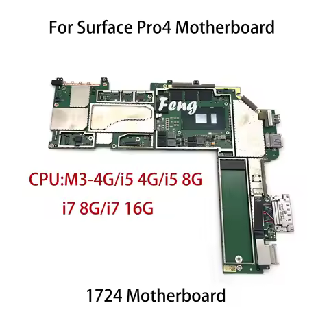 Original Logic Board For Microsoft Surface Pro 4 1724 Tablet Computer Motherboard CPU M3 i5 4G I7 8G
