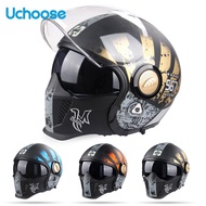 Uchoose Black Warrior Combination Helmet Full Face Half Helmet Motorcycle Helmet Retro Moto Multipurpose Helmets For Motorcycle