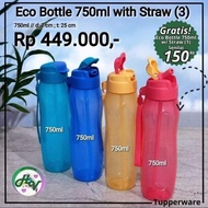 promo!! tupperware eco bottle straw botol minum 4pcs