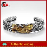 IY-Koi Tang Grass Pattern Bracelet S925 Silver Opening Size Adjustable Men's and Women's Bangle Individuality Fashionable and Rich Means Bringing Good Luck and Wealth