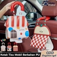 Car Hanging Tissue Holder Car Tissue PU Leather Tissue Box Hanging Storage Tissue Bag Hanging Tissue