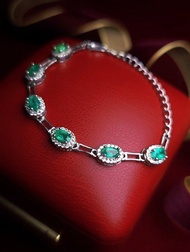 財富•智慧•愛情•療傷|閃耀祖母綠0.4ct|s925純銀多顆手鏈