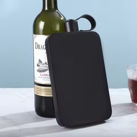 500ML Stainless Steel Flagon Flat Square Hip Flask Portable Water Bottle Camping Alcohol Whiskey Liq