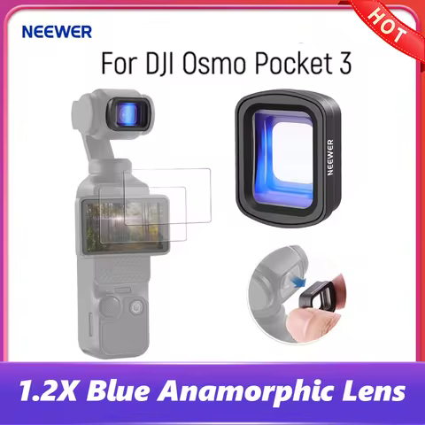 NEEWER 1.2X Blue Anamorphic Lens For DJI Osmo Pocket 3 Creator Combo Accessories, HD Optical Glass M