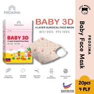 Proxima Baby Face Mask 3D 4Ply 20pcs/Box (3m+ to 3year old) Adjustable Earloop Individual Pack