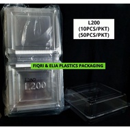 L200 8” SQUARE CAKE TRAY WITH LOCK / BAKERY DISPOSABLE PLASTIC CLEAR BOX / BEKAS KEK | fnepackagings