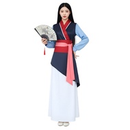 ZH【 Ready Stock】Mulan Cosplay Costume Women Princess Mu Lan Dress Chinese Hanfu Heroine Outfit for H