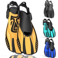 Snorkel Fins Diving Fins Adjustable Buckles Open Heel Swim Flippers Travel Size Short Swim Fins for 