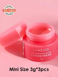 Laneige唇部護理櫻莓睡眠面膜 迷你版 3克*3入組，含維生素C抗氧化成分的滋潤保濕唇膏唇霜，韓國美妝