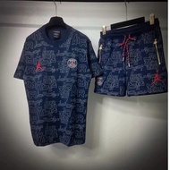 Psg Men's Sports Shorts Set with Logo PRINTED IN CHARCOAL GREEN Extremely Sharp - Psg Paris Men's Su