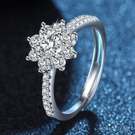 Jewelry Group Inlaid Light Luxury Ring Snowflake Shape Proposal Zircon Diamond Ring Ring Platinum Pl