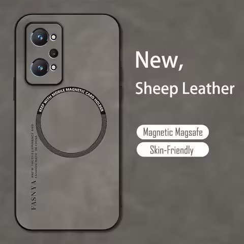Magnetic Sheep Leather Soft Case For Magsafe Oppo Realme C11 C21Y C31 C33 C55 GT Neo 5 3 3T 2 8 9 10