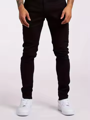 Men's jeans, stylish stretchy solid-color jeans, trendy street-style jeans, basic casual jeans